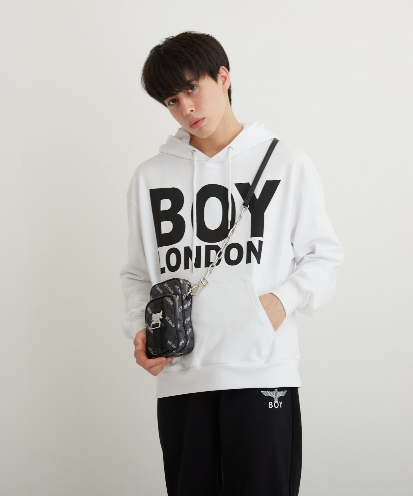 JACQUARD POCKET SHOULDER BAG BLACK【B224N8500802】