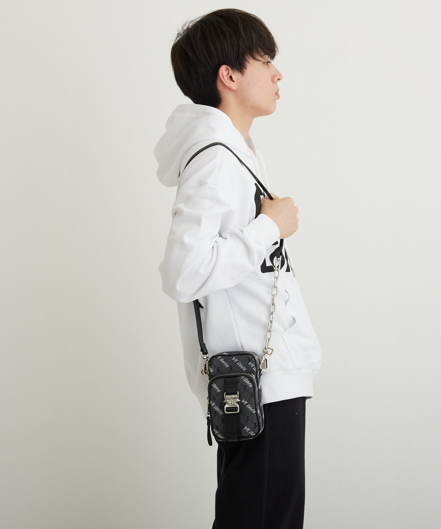 JACQUARD POCKET SHOULDER BAG BLACK【B224N8500802】