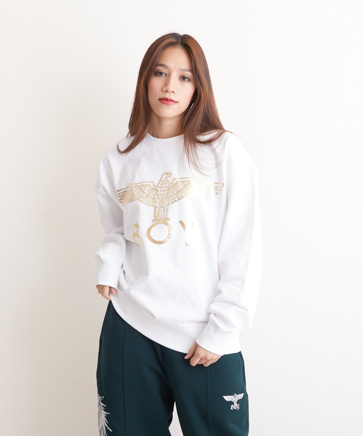 CLASSIC EAGLE BOY CREWNECK SWEAT WHITE/GOLD【AFJ-2000-SWW02】