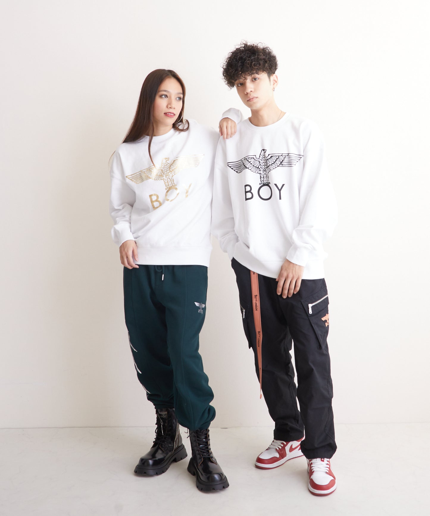 CLASSIC EAGLE BOY CREWNECK SWEAT WHITE/BLACK【AFJ-2000-SWW01】
