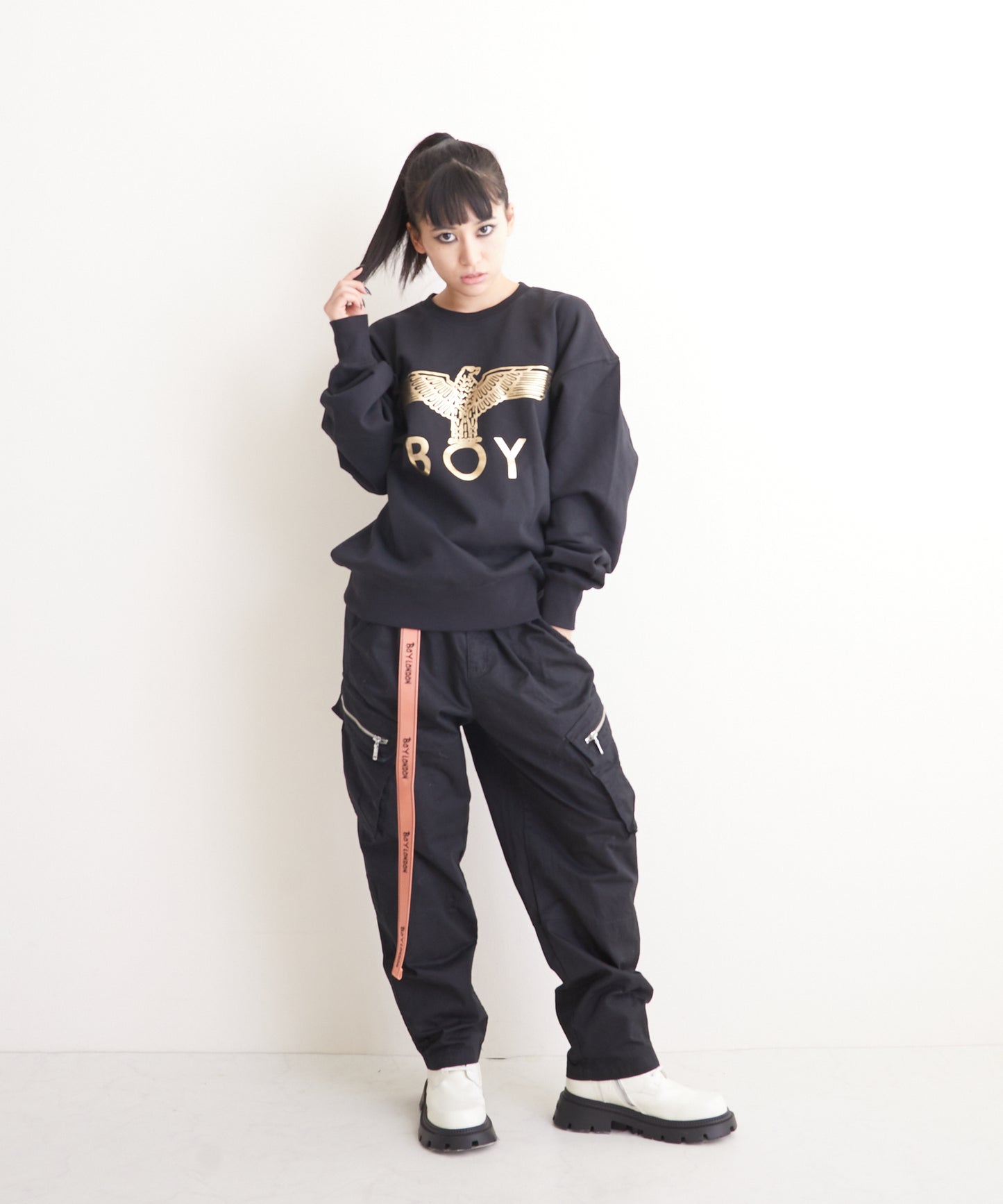 CLASSIC EAGLE BOY CREWNECK SWEAT BLACK/GOLD【AFJ-2000-SWB02】