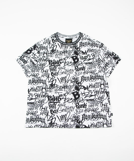 GRAFITTI PATTERN TEE WHITE【B231N0102001】