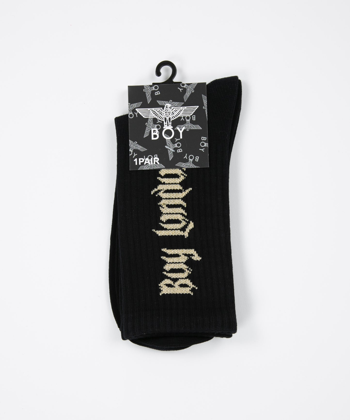 BOY LONDON LOGO RIB SOCKS BLACK【B223N8100302】