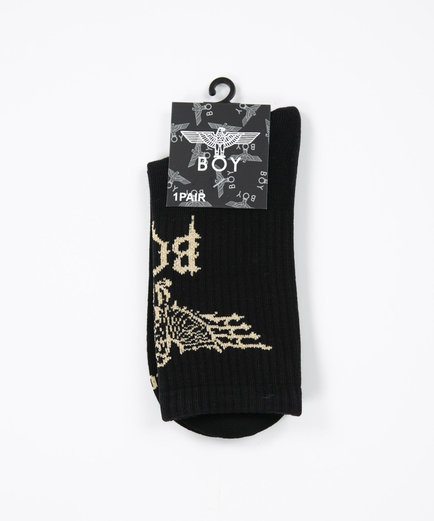 EAGLE&LOGO RIB SOCKS BLACK【B223N8100102】