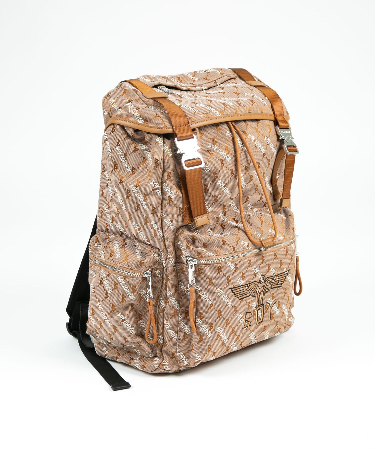 DOUBLE BUCKLE JACQUARD BACKPACK BROWN【B224N8501108】