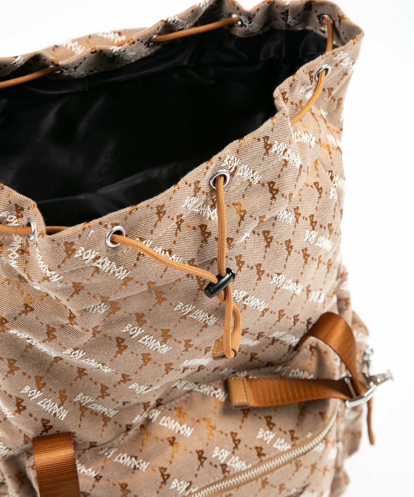 DOUBLE BUCKLE JACQUARD BACKPACK BROWN【B224N8501108】
