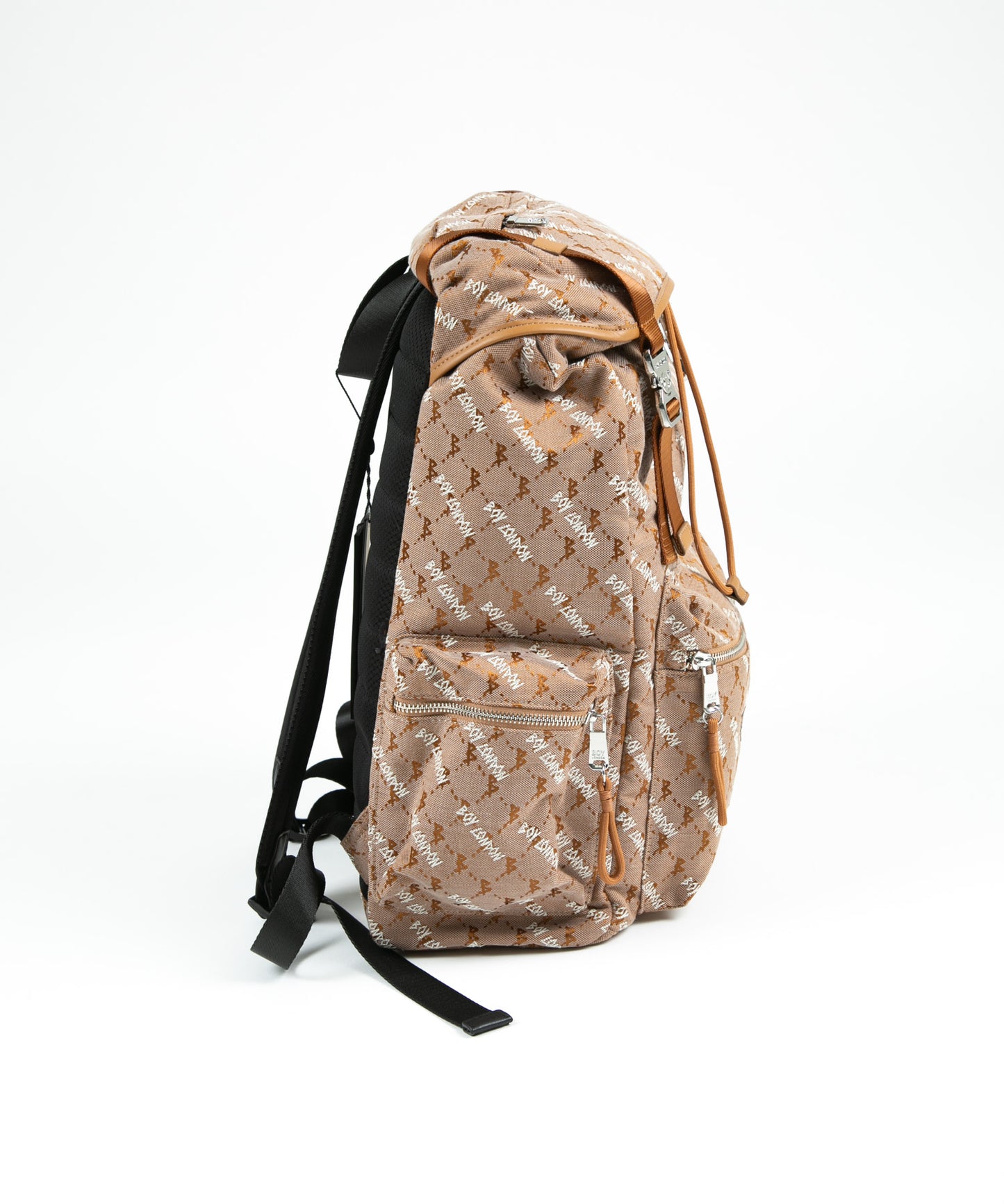 DOUBLE BUCKLE JACQUARD BACKPACK BROWN【B224N8501108】