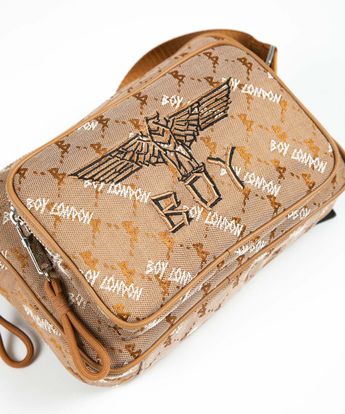 JACQUARD SQUARE SHOULDER BAG BROWN【B224N8500708】