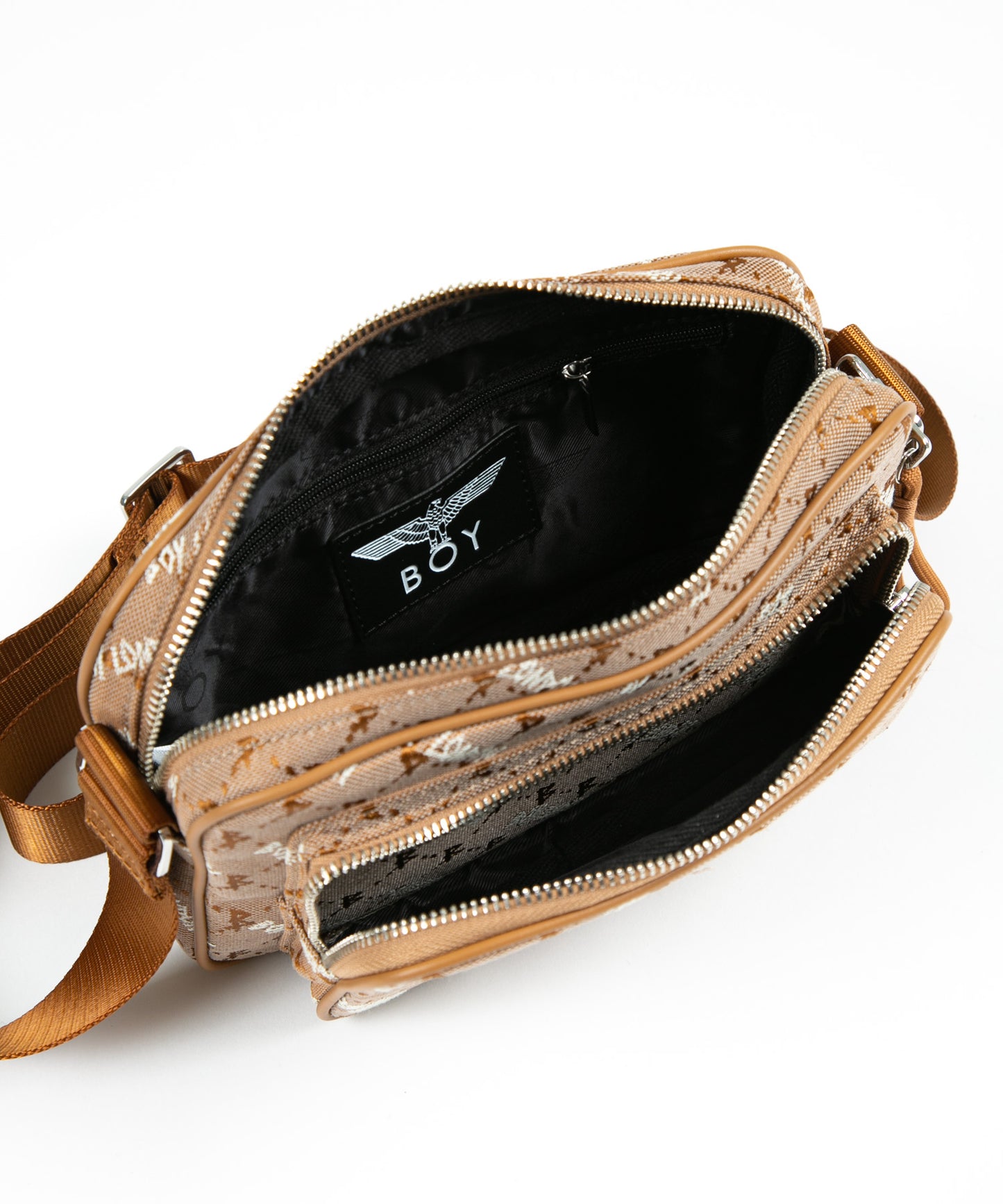 JACQUARD SQUARE SHOULDER BAG BROWN【B224N8500708】