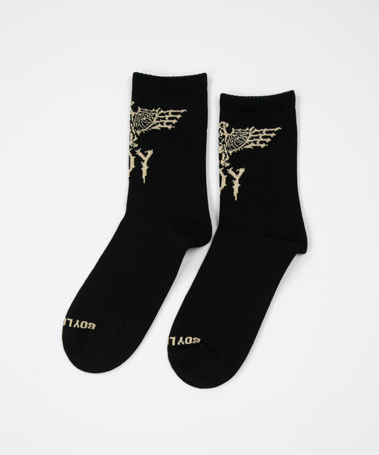 EAGLE&LOGO RIB SOCKS BLACK【B223N8100102】