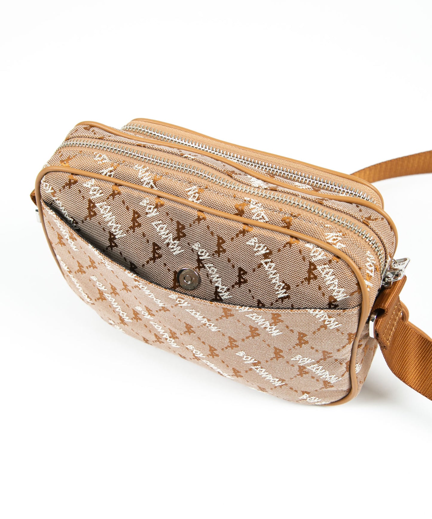 JACQUARD SQUARE SHOULDER BAG BROWN【B224N8500708】