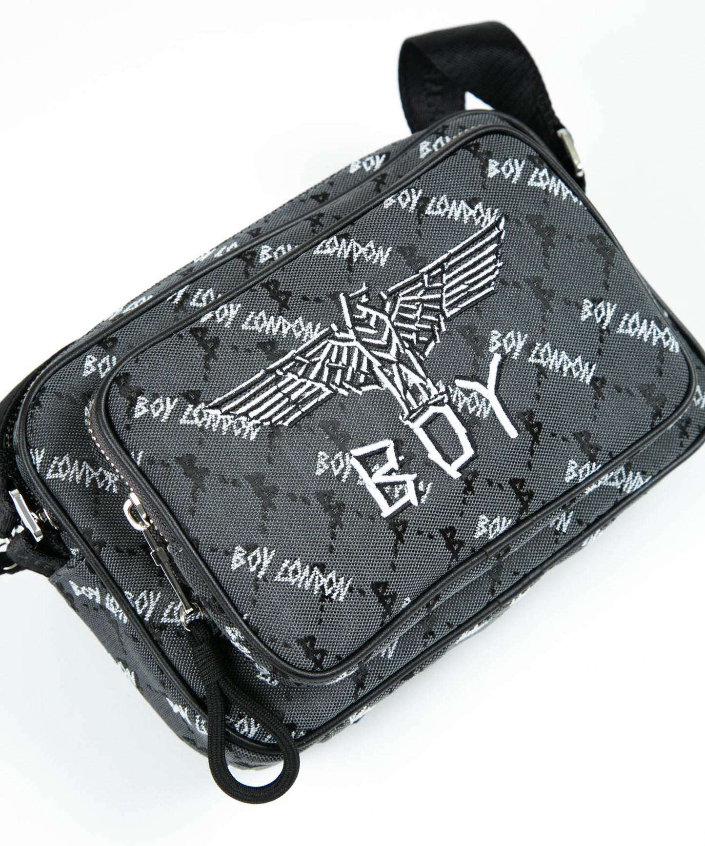 JACQUARD SQUARE SHOULDER BAG BLACK【B224N8500702】