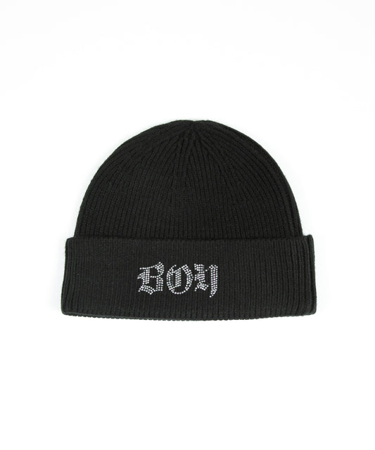 BOY RHINESTONE KNIT CAP BLACK【B224N9000512】