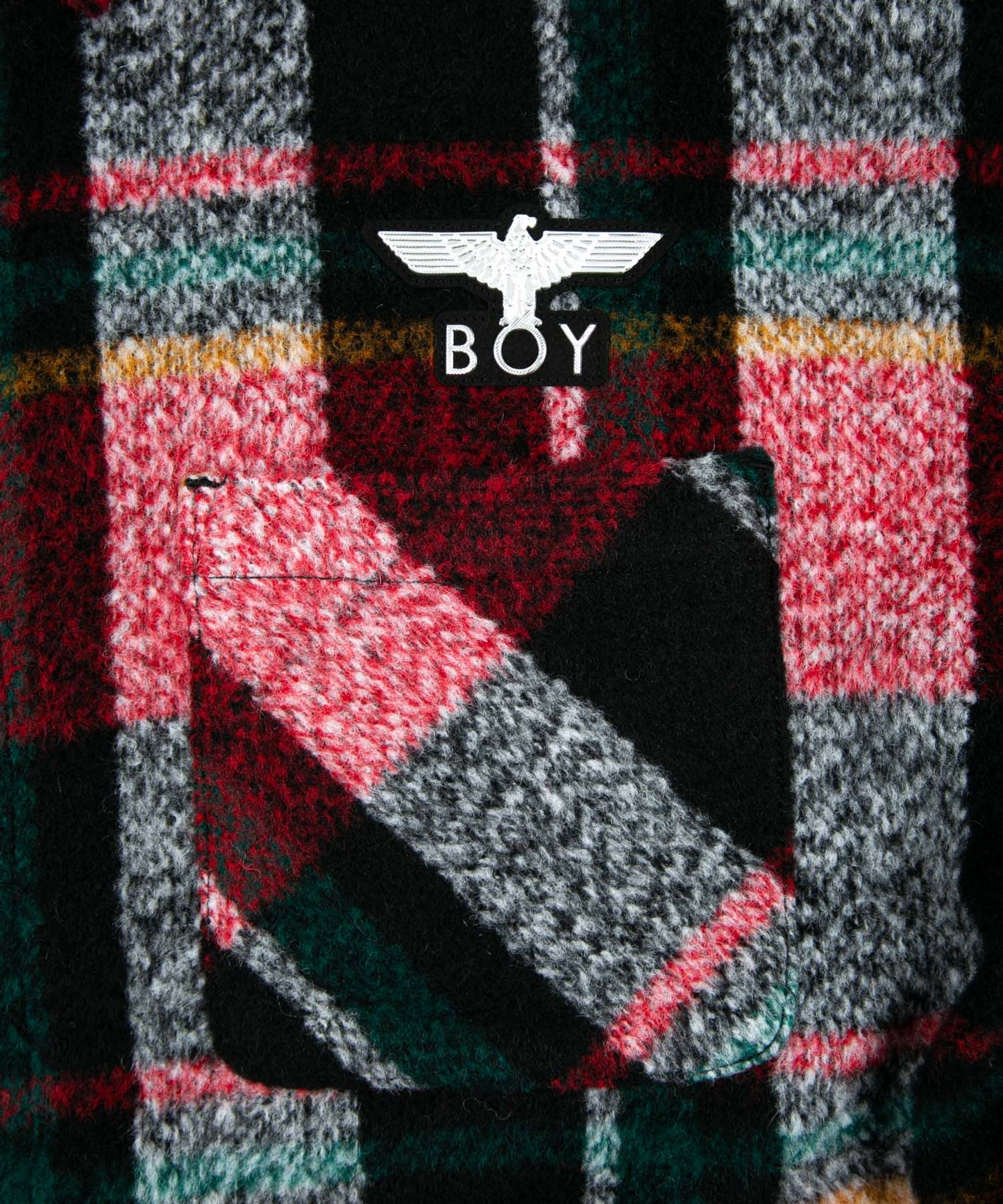 SHAGGY CHECK COACH JACKET RED【B224N2300704】