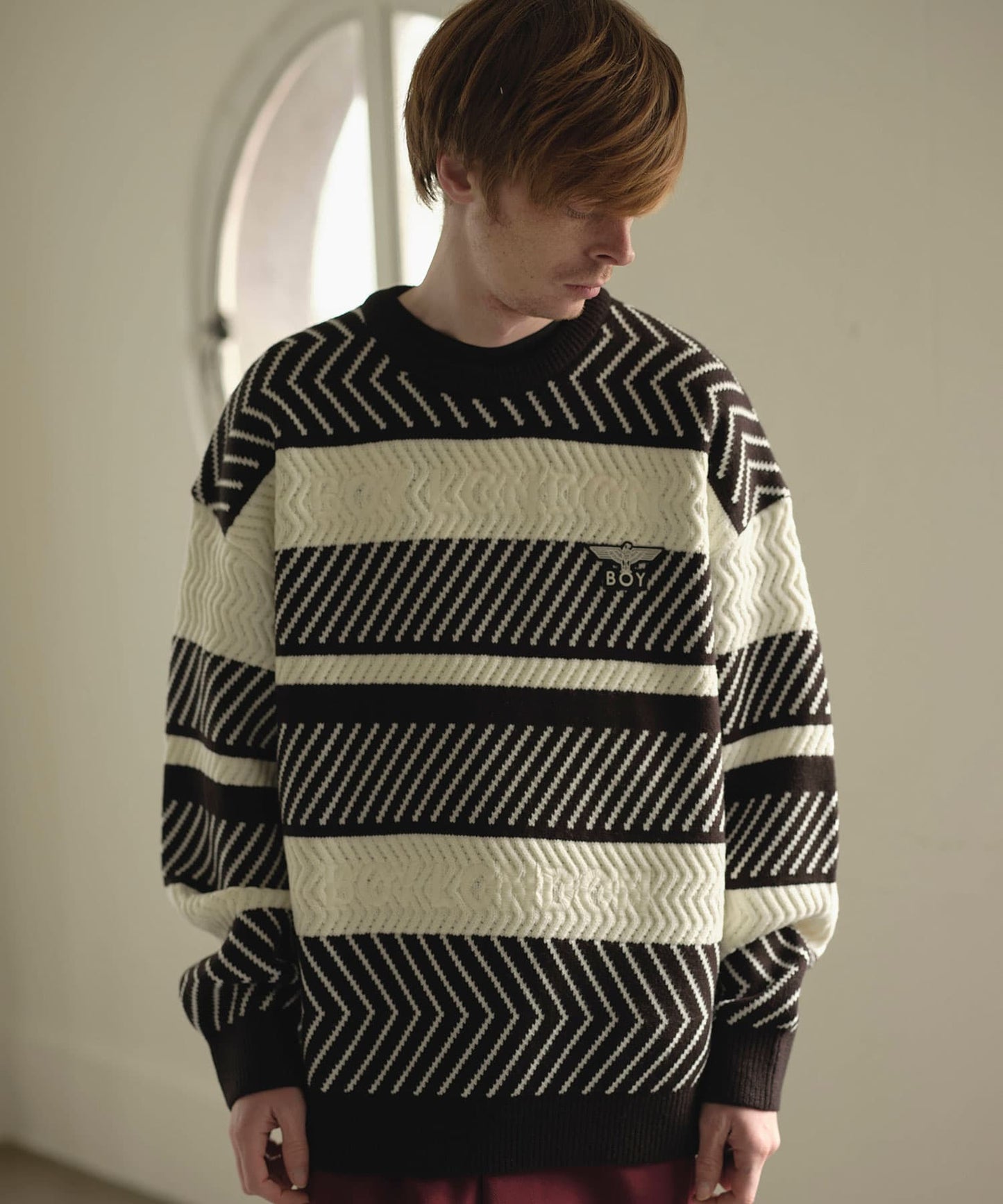 BOYLONDON PUZZLE KNIT BLACK WHITE【B244N6000702】