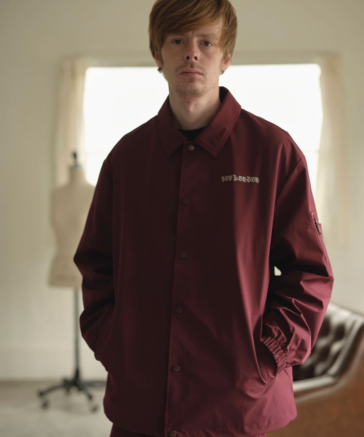 BOY EAGLE EMBROIDERY COACH JACKET WINE RED【B251N2500330】