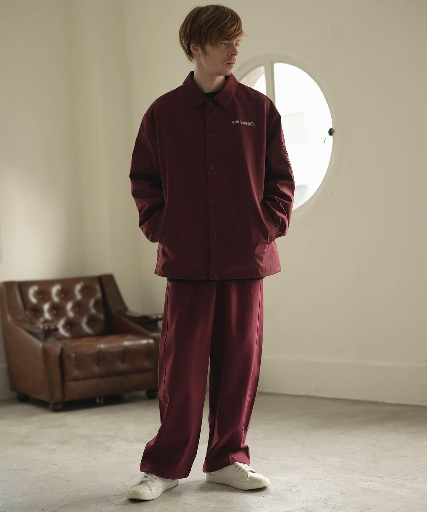 BOY EAGLE EMBROIDERY COACH JACKET WINE RED【B251N2500330】