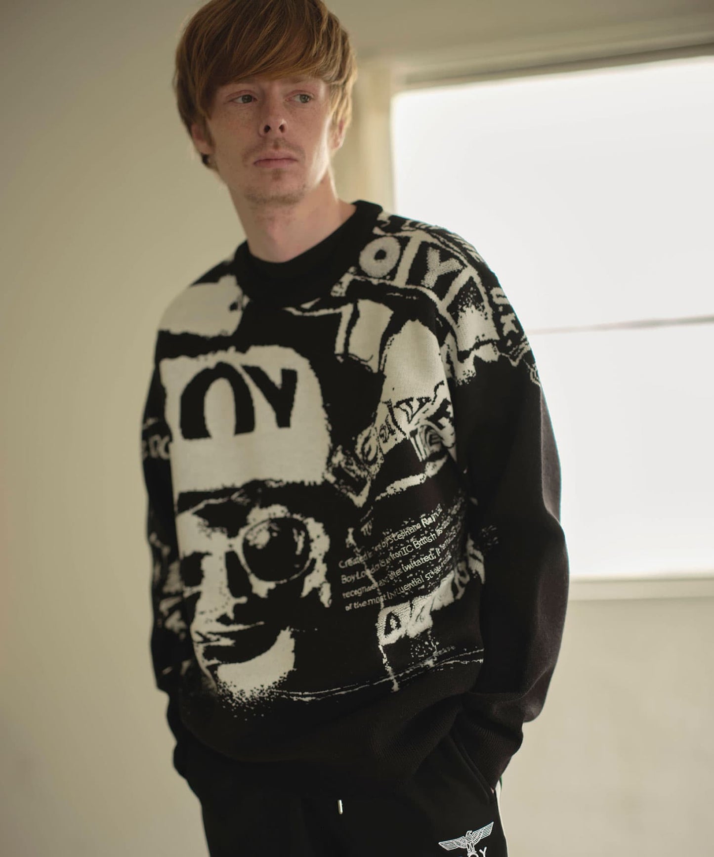 JACQUARD KNIT PULLOVER BLACK【B251M6000502】