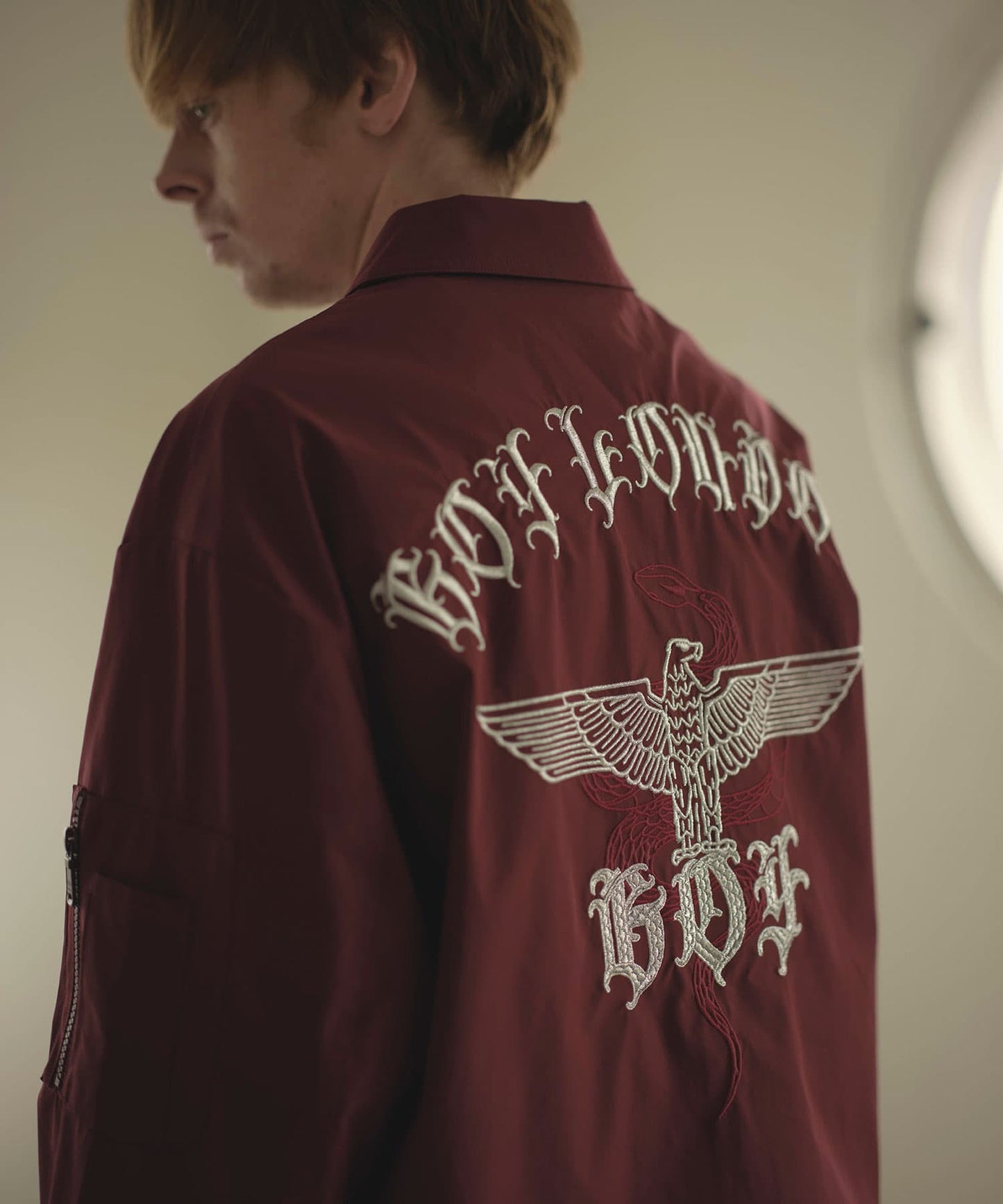 BOY EAGLE EMBROIDERY COACH JACKET WINE RED【B251N2500330】