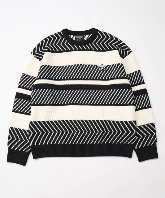 BOYLONDON PUZZLE KNIT BLACK WHITE【B244N6000702】