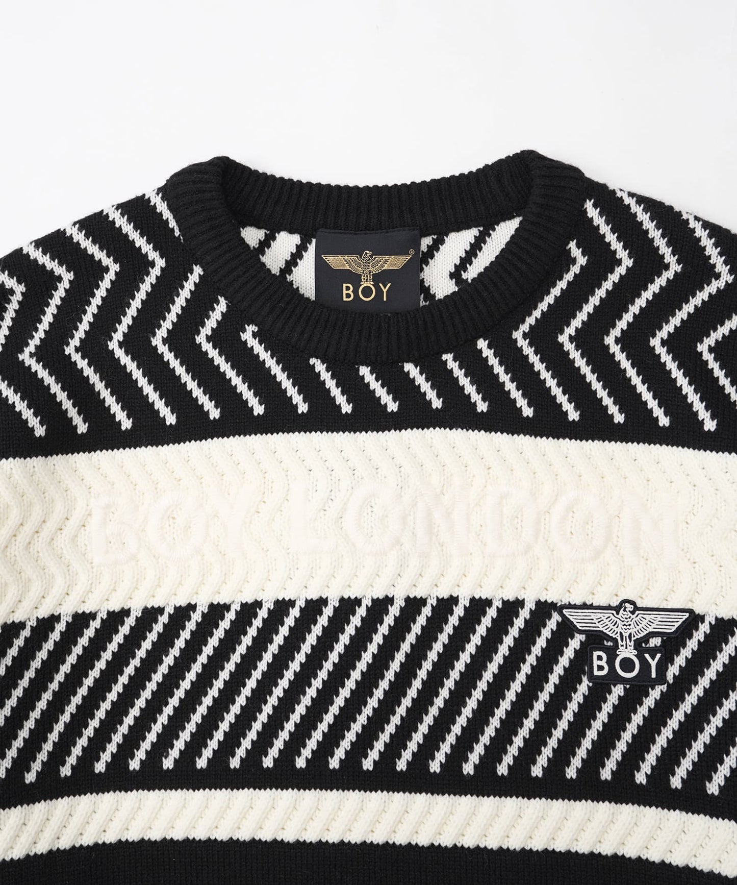 BOYLONDON PUZZLE KNIT BLACK WHITE【B244N6000702】