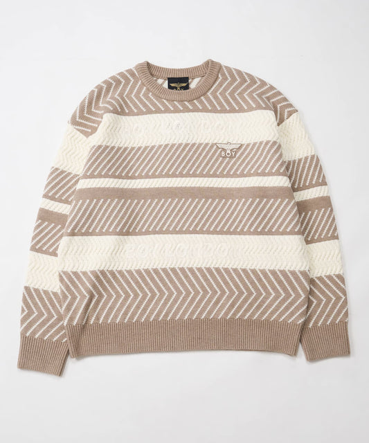 BOYLONDON PUZZLE KNIT KHAKI WHITE【B244N6000711】