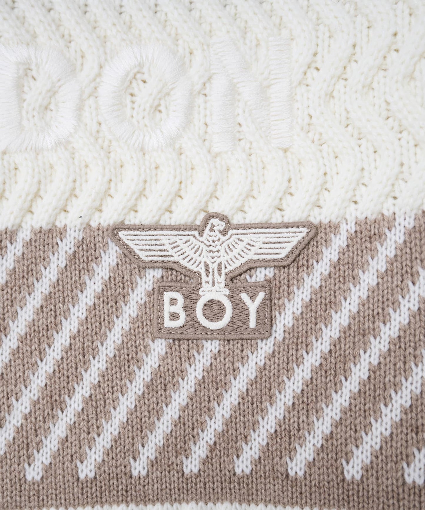 BOYLONDON PUZZLE KNIT KHAKI WHITE【B244N6000711】