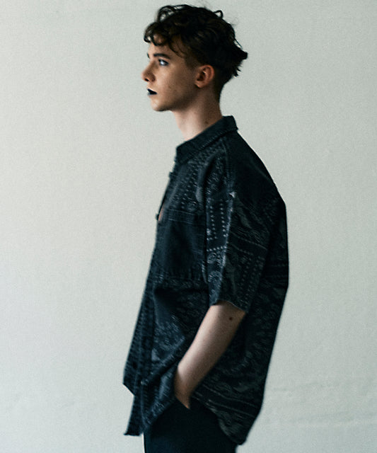 BANDANA DENIM SHIRT BLACK【B231N4970116】