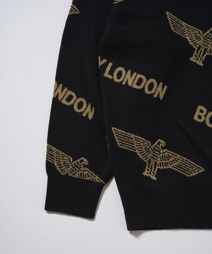 Gold LOGO Jacquard Knit Pullover BLACK【B233N6090102】