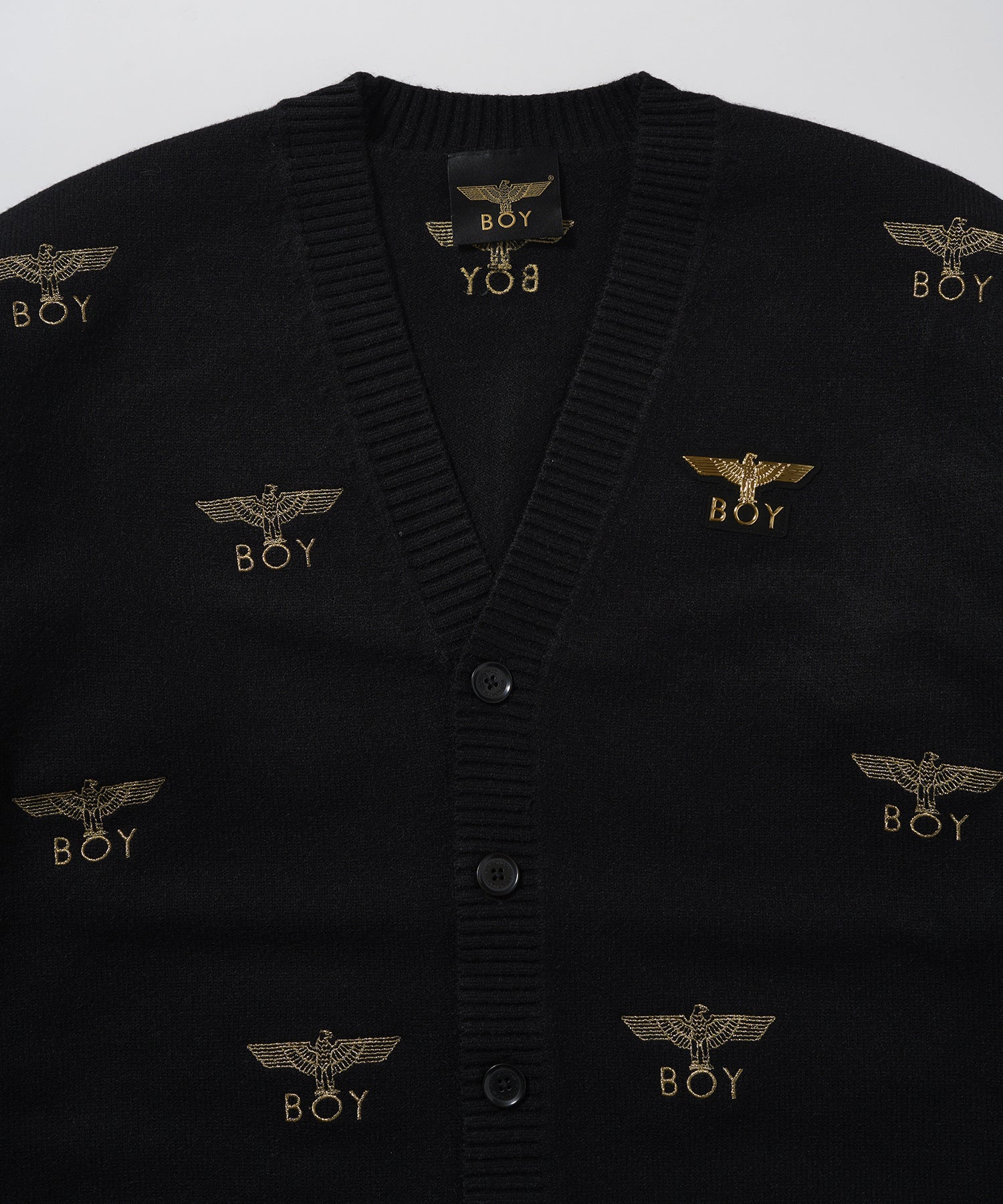 Gold LOGO Embroidery Knit Cardigan BLACK【B233N6490102】 – BOY LONDON