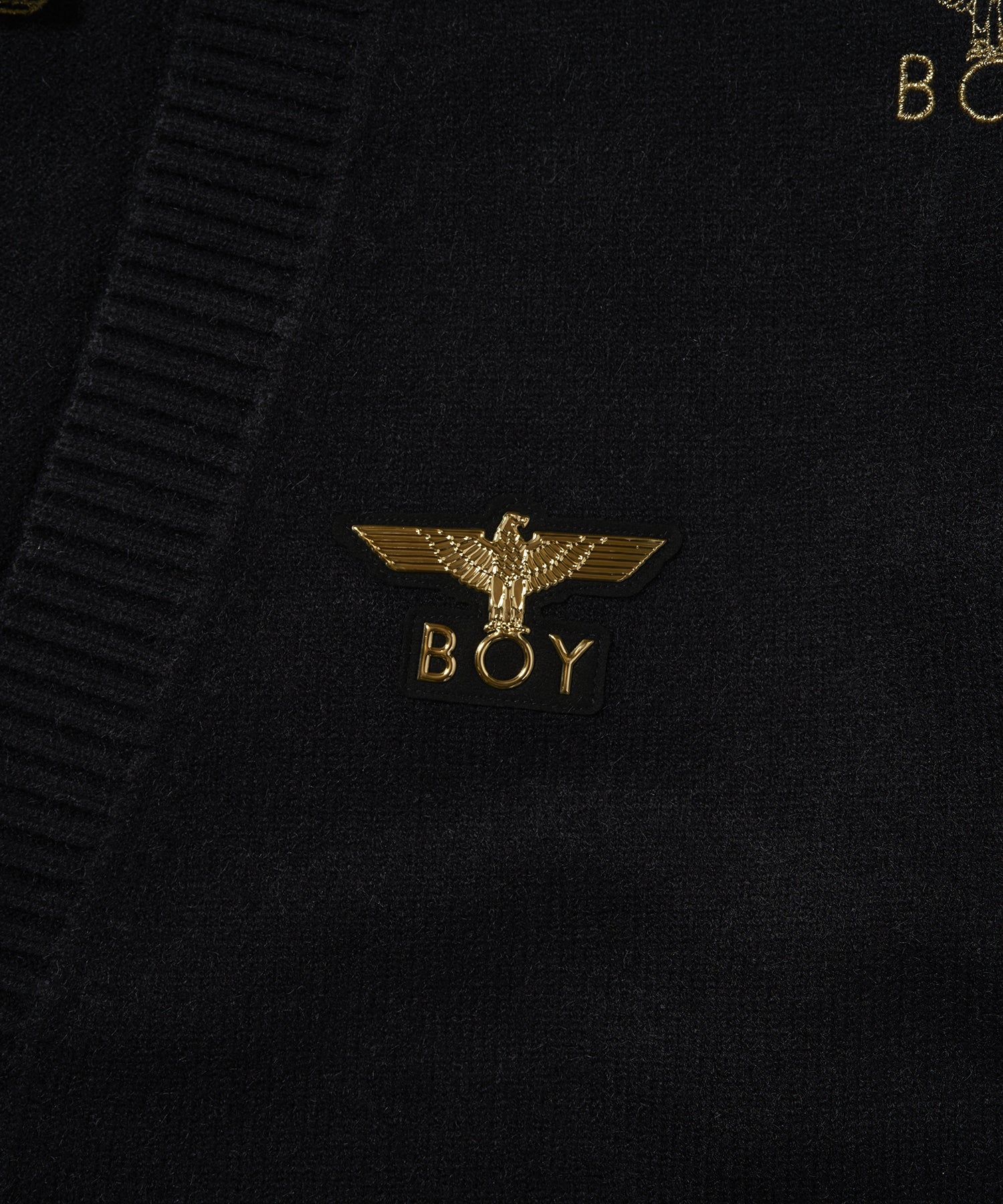 Gold LOGO Embroidery Knit Cardigan BLACK【B233N6490102】 – BOY LONDON