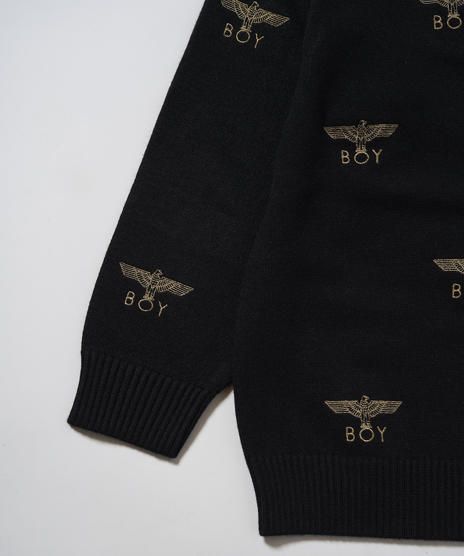 Gold LOGO Embroidery Knit Cardigan BLACK【B233N6490102】 – BOY LONDON