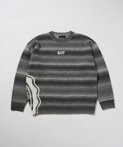 MONO Border Gradation KNIT GRAY【B233N6000502】
