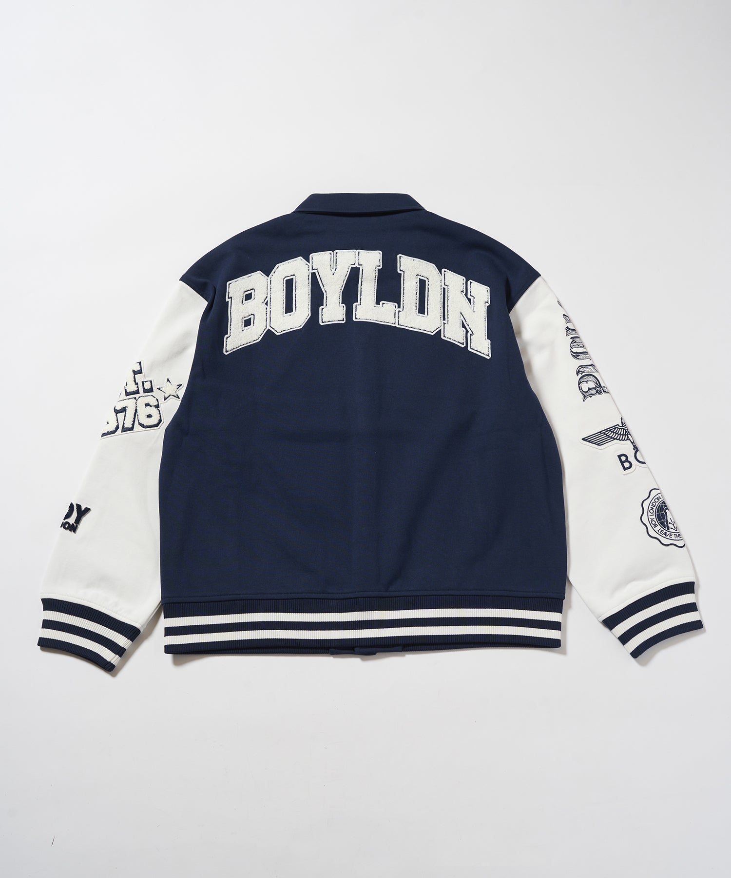 1976 BOY KNIT STADIUM JUMPER NAVY【B233N1200316】 – BOY LONDON