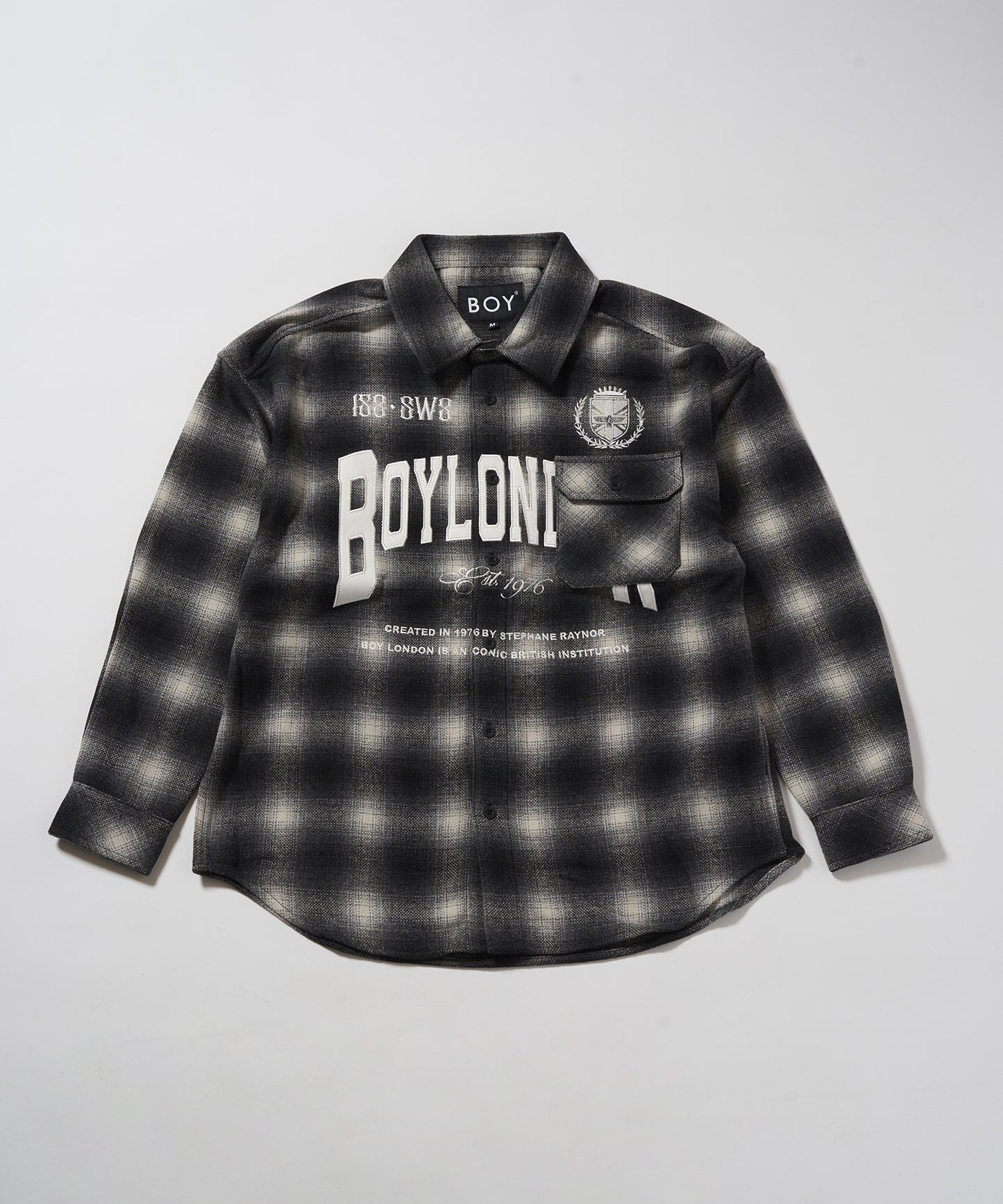 PATCH LOGO Embroidery Check Shirt BLACK【B233N2100102】