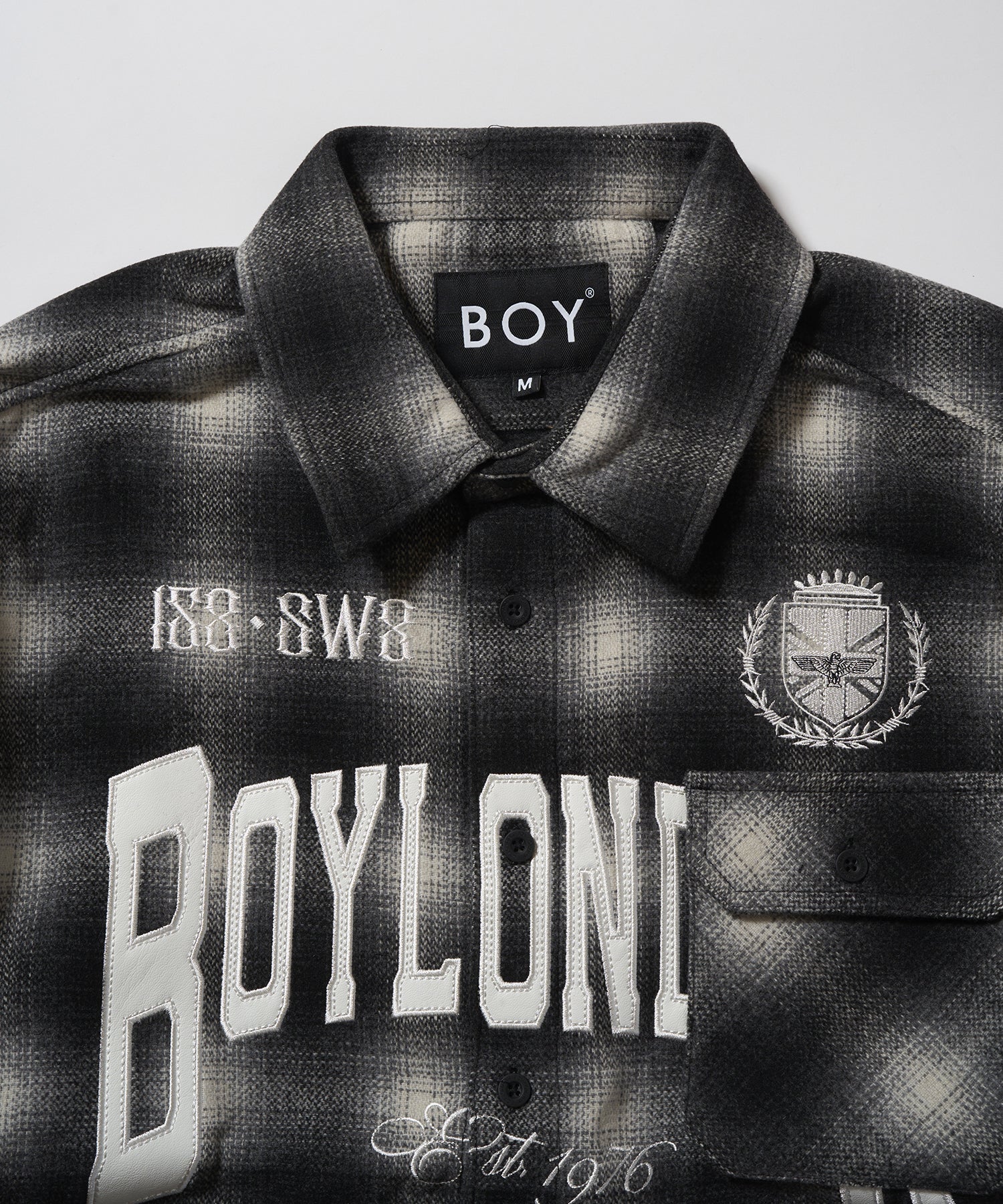 PATCH LOGO Embroidery Check Shirt BLACK【B233N2100102】 – BOY LONDON
