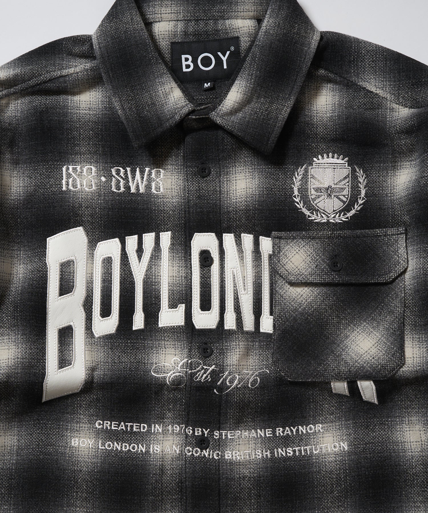 PATCH LOGO Embroidery Check Shirt BLACK【B233N2100102】 – BOY LONDON