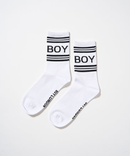 BOY LOGO REGULAR SOCKS WHITE【B233N8300201】