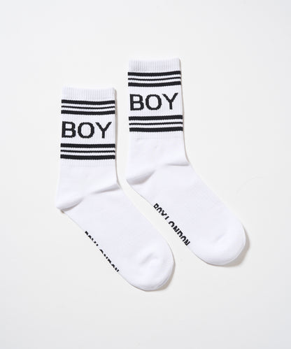 BOY LOGO REGULAR SOCKS WHITE【B233N8300201】