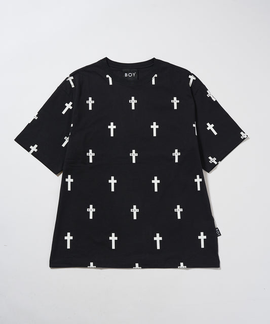 Small Cross Pattern TEE BLACK【B232N0173302】