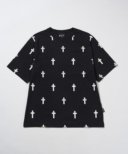 Small Cross Pattern TEE BLACK【B232N0173302】