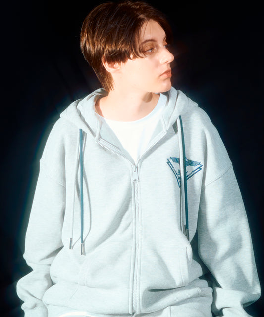 BOY KANOKO Fleece Full Zip Hoodie GRAY【B233N0600703】