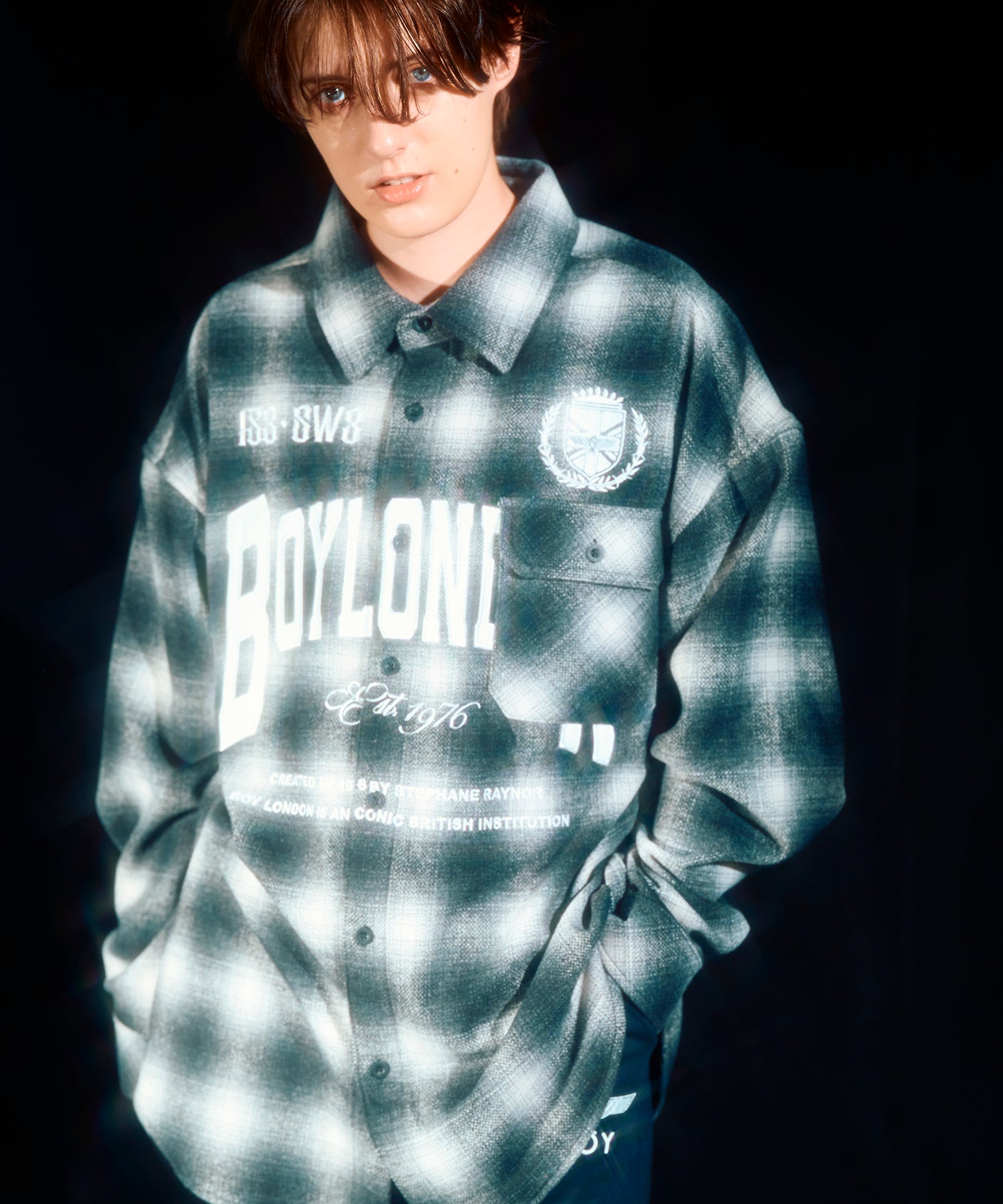 PATCH LOGO Embroidery Check Shirt BLACK【B233N2100102】 – BOY LONDON