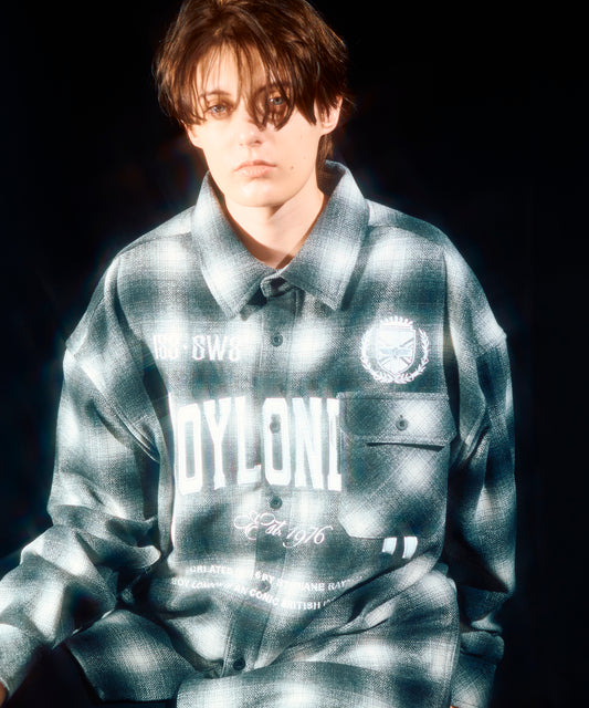 PATCH LOGO Embroidery Check Shirt BLACK【B233N2100102】