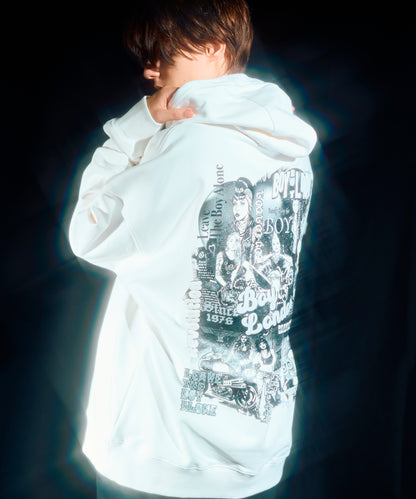LEAVE THE BOY ALONE Photo Hoodie Parka WHITE【B233N0471001】