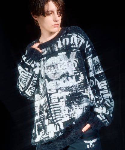 BOY Photo Shaggy KNIT BLACK【B233N6001102】