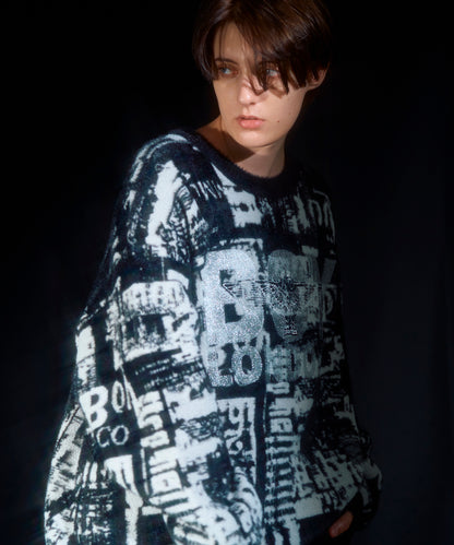 BOY Photo Shaggy KNIT BLACK【B233N6001102】