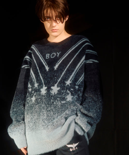 Star Eagle Jacquard Knit BLACK【B233M6000102】