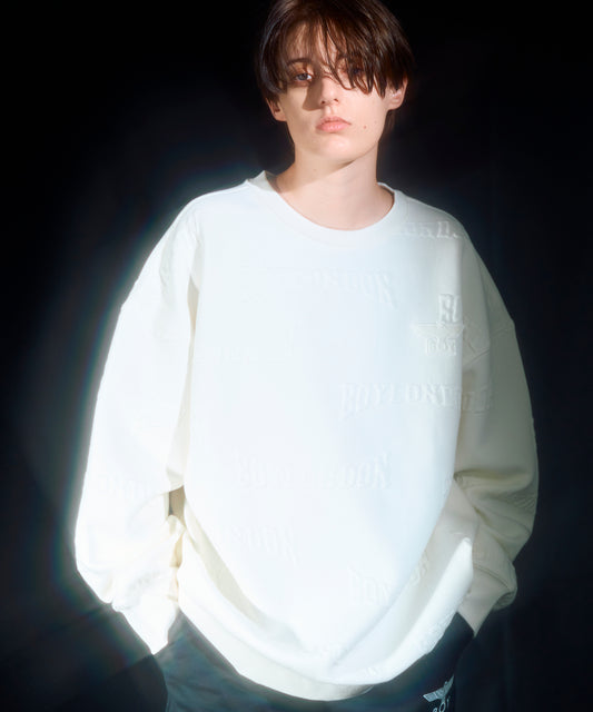 BOY LOGO Jacquard Knit Pullover WHITE【B233N0302031】