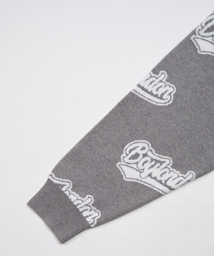 BOY LOGO JACQUARD KNIT PULLOVER GREY WHITE【B234N6000501】
